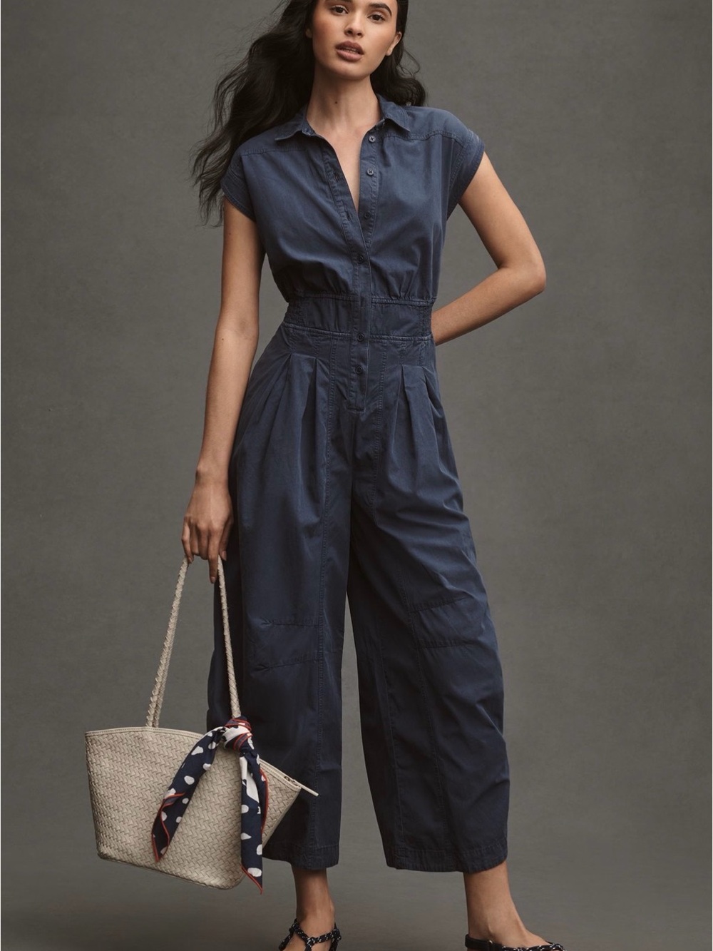 EUC ANTHROPOLOGY Shirting Parachute Jumpsuit - Picture 2 of 13